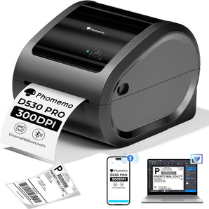 Phomemo Bluetooth Thermal Label Printer 4x6, 300DPI Shipping Label Printer for Small Business, Home, Office, D530PRO Wireless Thermal Printer Support Ethernet/Bluetooth/USB, Amazon, Ebay, Etsy, USPS - Phomemo