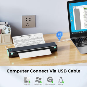 Phomemo Inkless Portable Printer for Travel - Wireless Thermal Printer Compatible with Phone & Laptop, Bluetooth Printers Supports 8.5" X 11" Letter Thermal Paper, Come with Carry Case - Phomemo