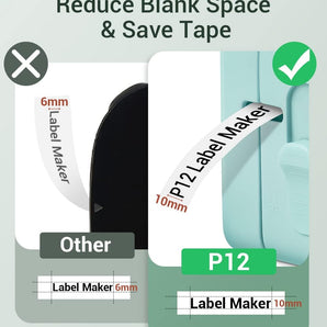 Phomemo Label Maker Machine with Tape P12, Bluetooth Small Label Makers Ribbon Thermal Transfer Portable Label Printer with Multiple Templates for Home, School, Organization, Office, Light Green, Standard Printer - Phomemo