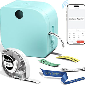 Phomemo Label Maker Machine with Tape P12, Bluetooth Small Label Makers Ribbon Thermal Transfer Portable Label Printer with Multiple Templates for Home, School, Organization, Office, Light Green, Standard Printer - Phomemo