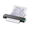 Phomemo M08F wireless tattoo stencil printer printing a detailed Medusa line art design on tattoo transfer paper