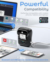 Phomemo M110 Label Makers - Barcode Label Printer Bluetooth Label Maker Portable Thermal Printer for Small Business, Address, Barcode, Logo, Clothing, Mailing, Sticker Printers for Phones & PC, Black, Standard Printer - Phomemo