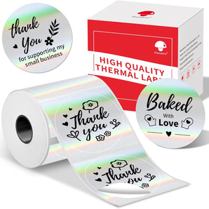 Phomemo M110 Labels, 2"(50X50mm) Round for Phomemo M220 M221 M100 M250 M120 M108 M150 Label Maker, Thermal Sticker Labels for Small Business, Logo Design, Baking Package, Holographic Sticker Paper,for standard printer - Phomemo