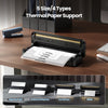 Phomemo M834 Portable Printer, Thermal Printers A4 Compatible with Phone & Laptop, Bluetooth Inkless Printer for Home Use, Mobile Printers Includes Carry Bag and 4 Rolls of Thermal Disposables, Black - Phomemo