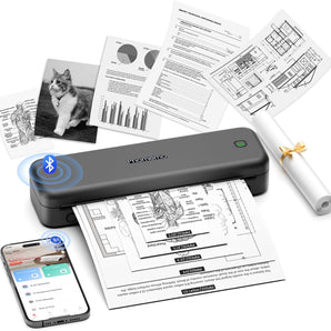Phomemo M834 Portable Printer Wireless for Travel, Bluetooth Thermal Printer 8.5" x 11"&A4, Compatible with iOS,Android & PC,Inkless Mobile Printers for Travel,Office,School,Home,Gray - Phomemo
