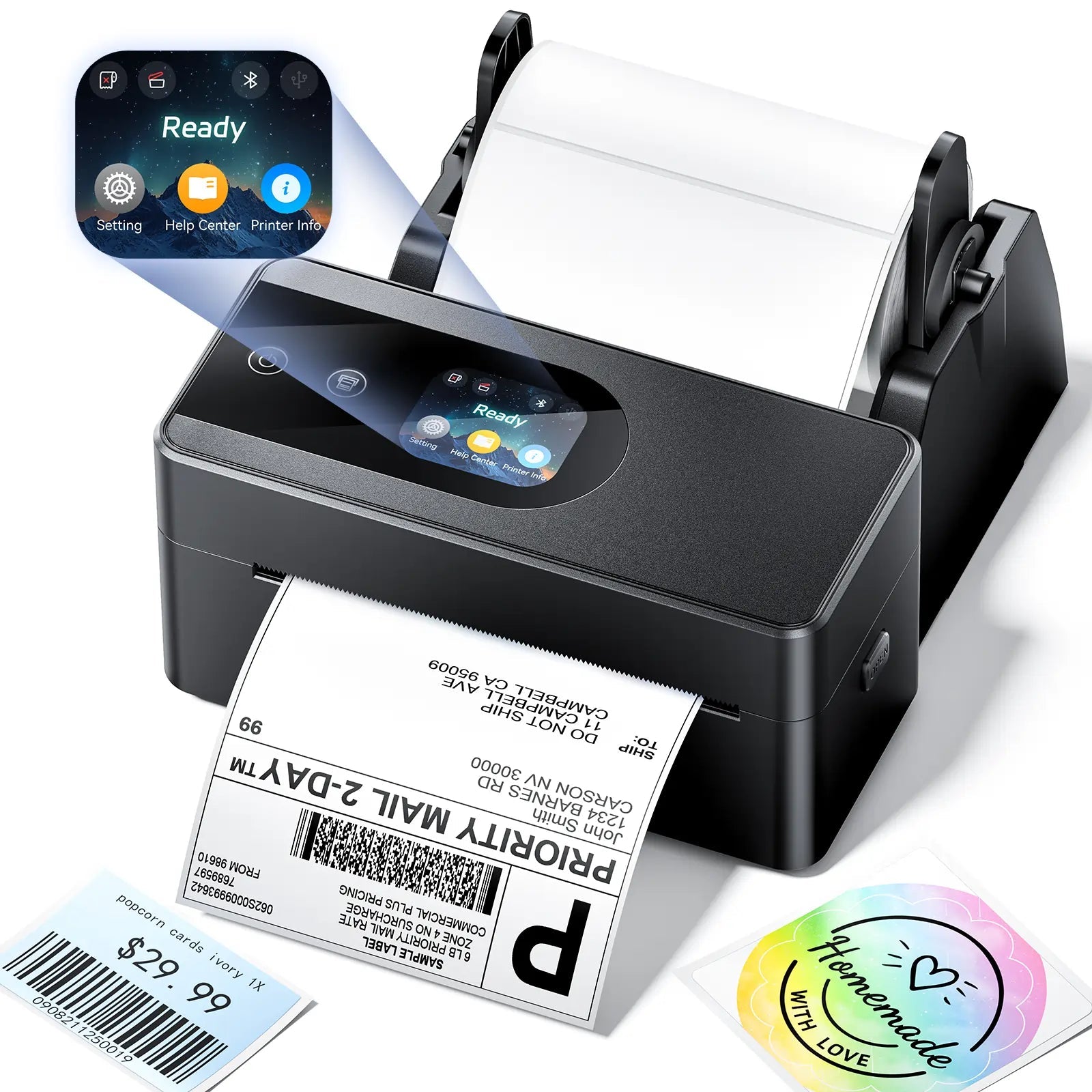 Phomemo 520BT Thermo-labelprinter, bluetooth, 4 x 6, voor DHL, UPS, pakketverzending, compatibel met kleine bedrijven, Ebay en Phomemo 520BT Thermo-labelprinter, bluetooth, 4 x 6, voor DHL, UPS, pakketverzending, compatibel met kleine bedrijven, Ebay en