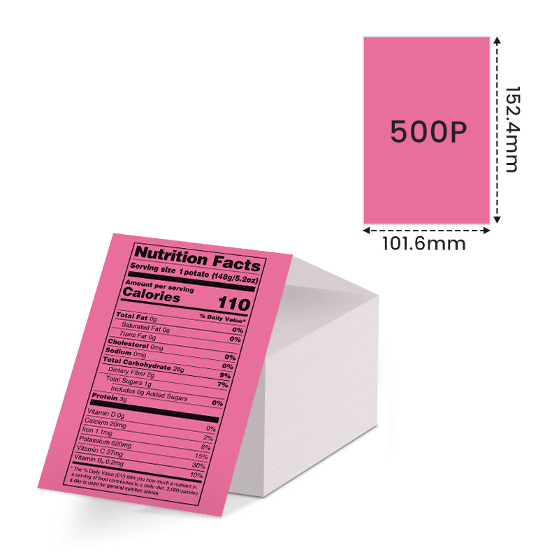 Phomemo 4”x6“ Fanfold Direct Thermal Shipping Label (500 Labels) | Rose Red