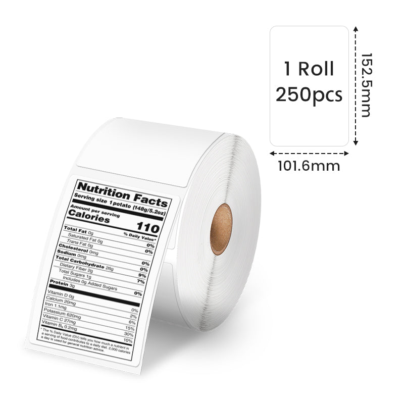 Phomemo 4"x 6'' Sticker Label for Shipping Label (250 Labels/Roll)