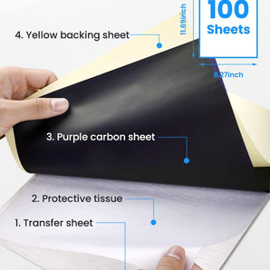 Phomemo Tattoo Transfer Paper - 100 Sheets A4 Size, Thermal Stencil Paper for Tattoo Transfer Kit - Commercial & Personal Use, DIY Tattoo Tracing Paper Compatible with M08F Printer & Tattoo Supplies - Phomemo