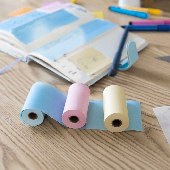 Colorful Non-Adhesive 5-Year Long-Lasting Yellow/ Blue/ Pink Thermal Paper For T02 & M02X丨3 Rolls