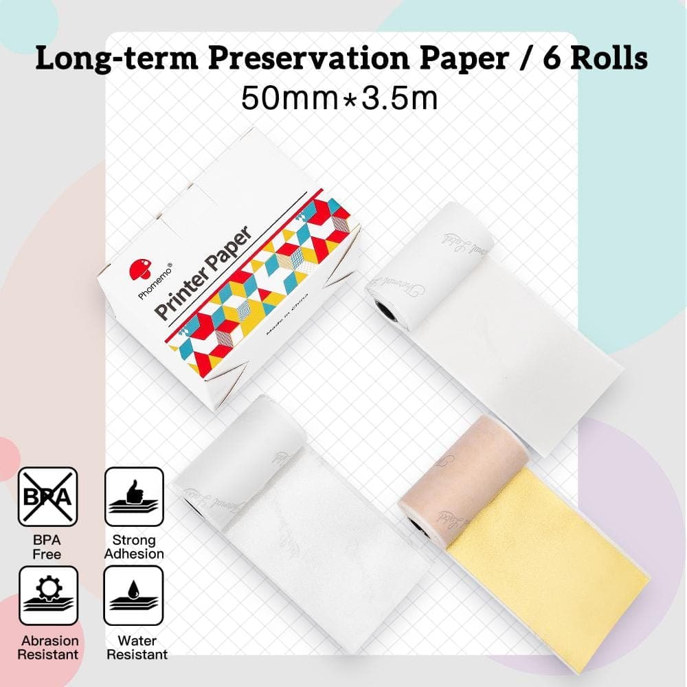 Pho-RMS2-3 Phomemo M02S Pocket Printer Paper, White Self-Adhesive Thermal  Paper, Direct Thermal Paper Compatible for M02S/ M02/ M02