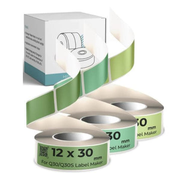 12 X 30mm Green Label for Q30S/ Q30 - 3 Rolls - Phomemo
