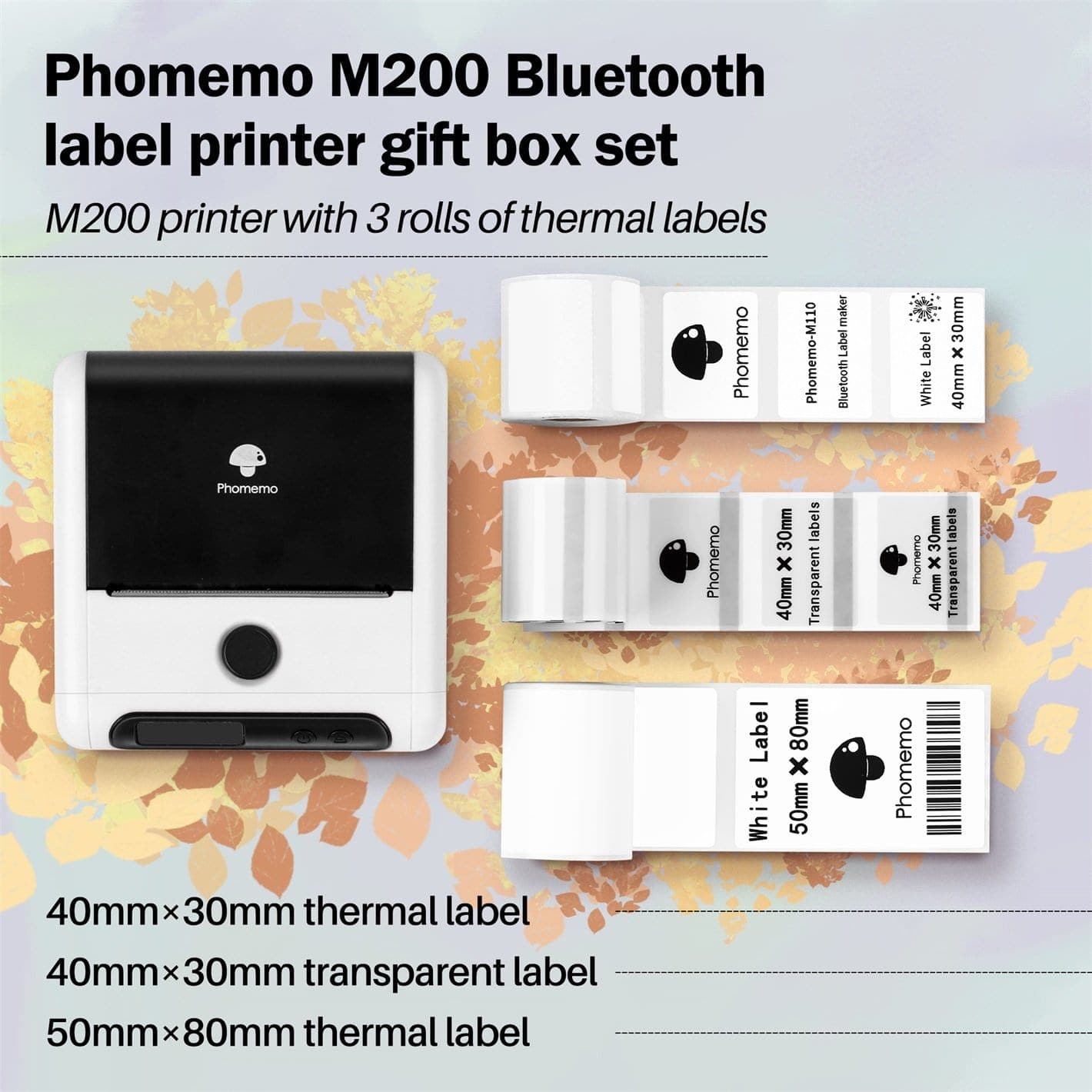 Memoking M200 Label Maker Machine with Tape 3 Rolls - Bluetooth
