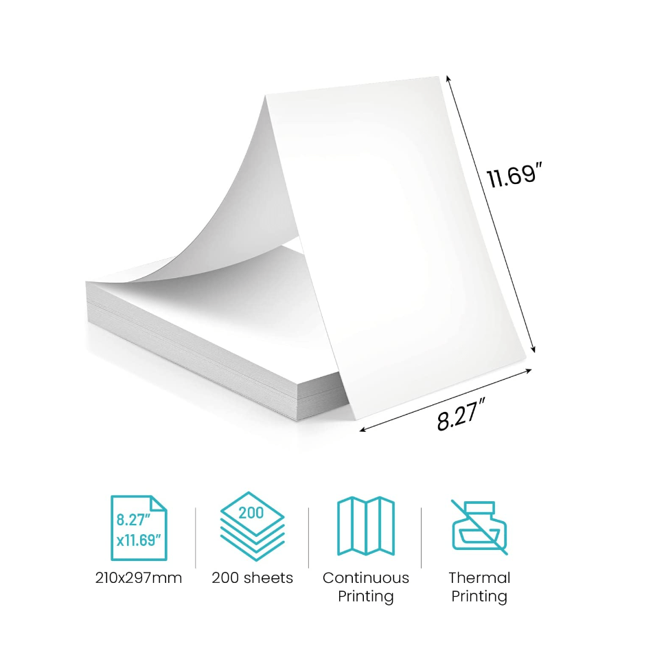 Phomemo Imprimante portable, M08F Bluetooth A4 - Prend en charge le papier  thermique A4 210 x 297