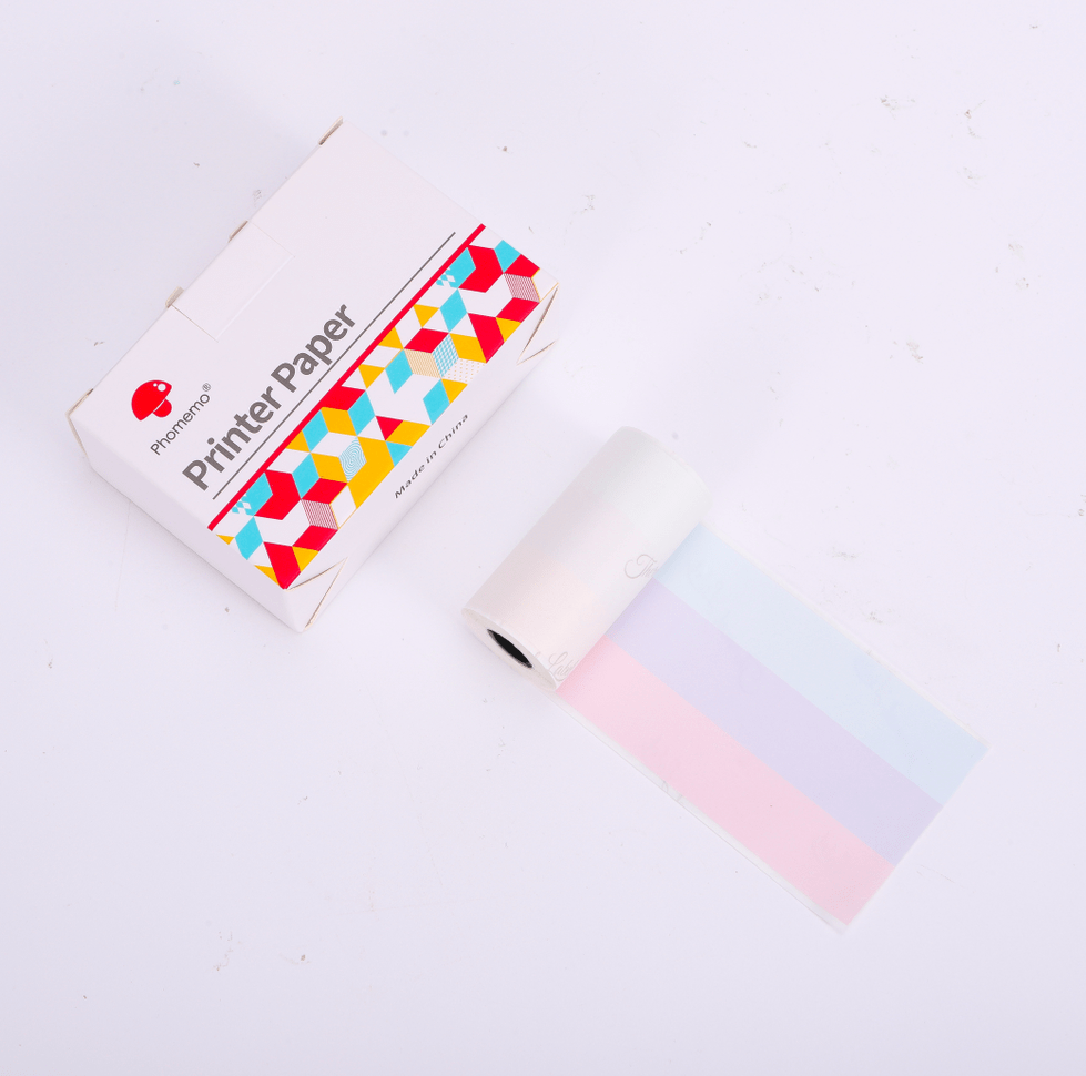 53mm Pure Color Thermal Adhesive Rainbow Paper for M02 Series/ M03AS/ M04S/ M04AS |  3 Rolls - Phomemo