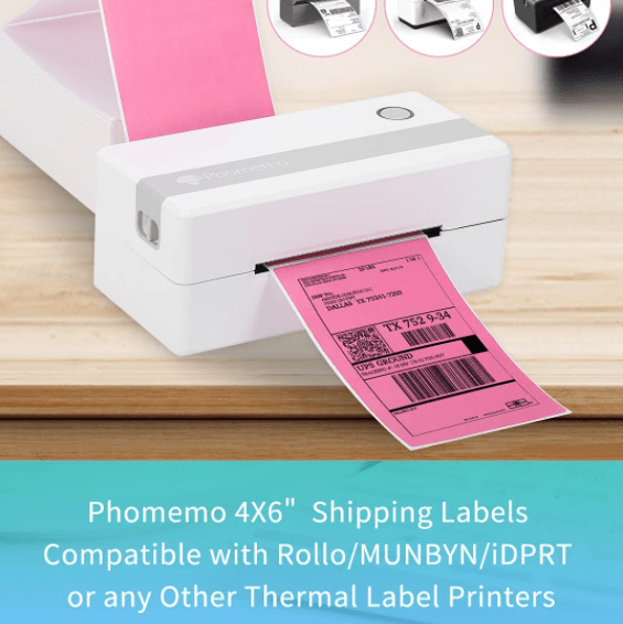 4x6 Fanfold Direct Thermal Shipping Label (500 Labels) | Rose Red