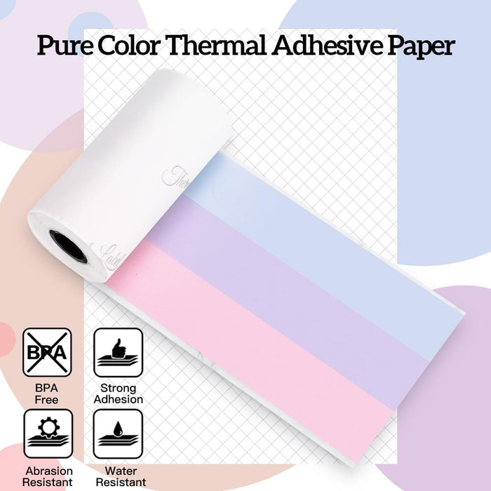 53mm Pure Color Thermal Adhesive Rainbow Paper for M02 Series/ M03AS/ M04S/ M04AS |  3 Rolls