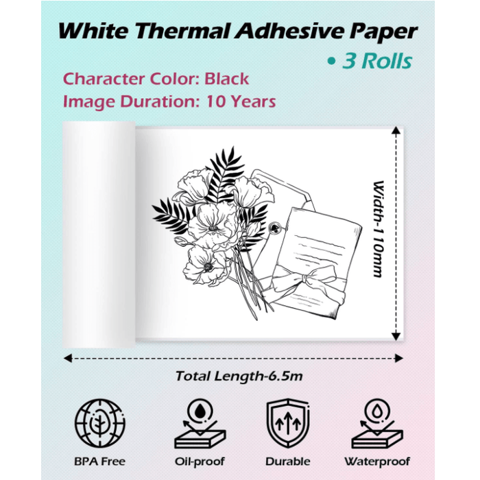 110mm Paper for M04S/ M04AS | 3 Rolls