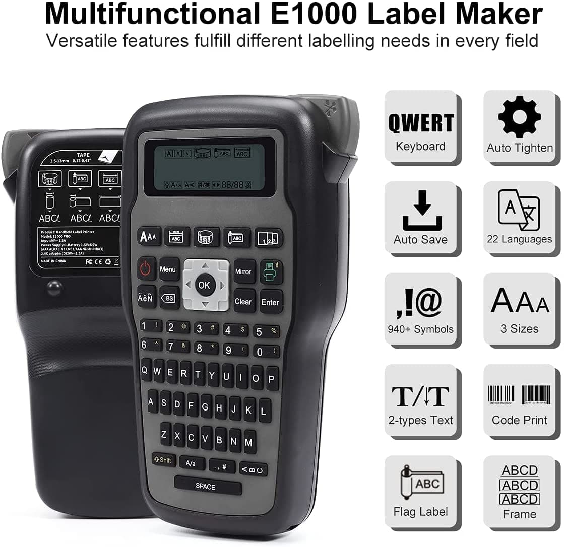 E1000 Handheld Industrial Label Maker | Grey - Phomemo
