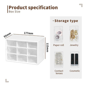 Multi-Drawer Desk Transparent Storage Cabinet Box丨White