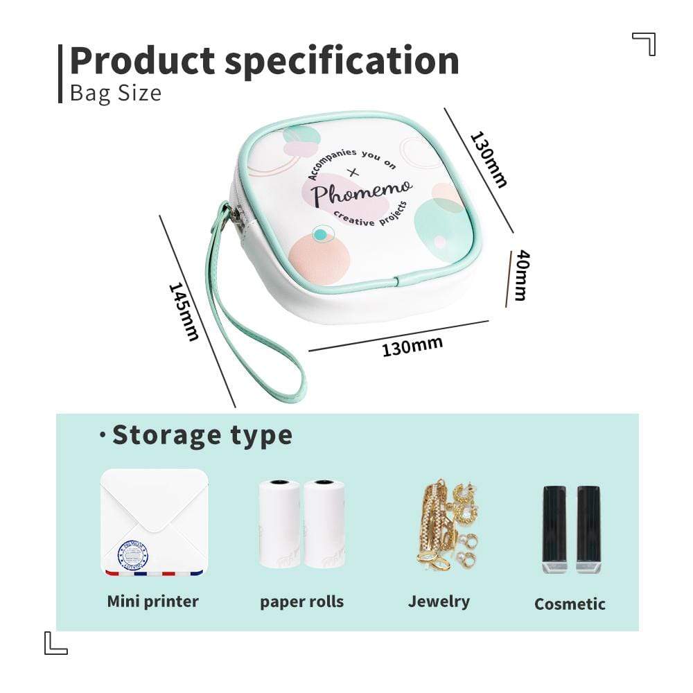 Portable Multicolor Cosmetic Stationery Storage PU Pocket Bag for Organization - Phomemo