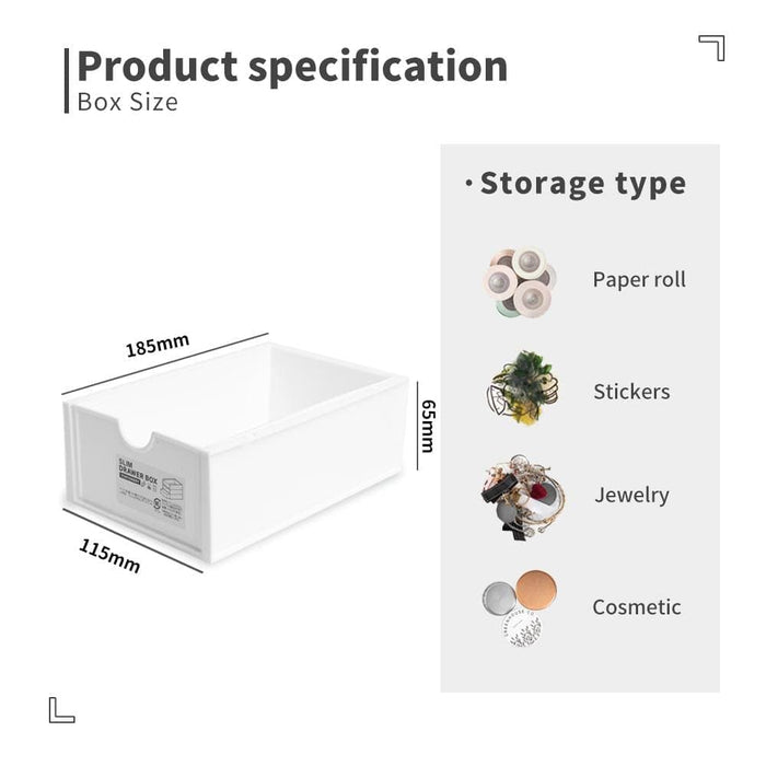Stackable Mini Storage Box | White & Transparent
