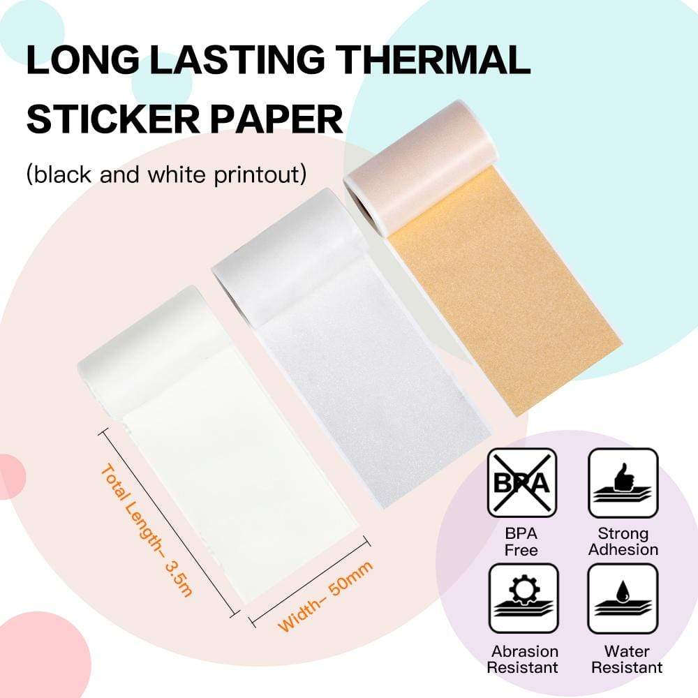 Mixed Sticker Thermal Paper For M02 Series/ M03AS/ M04S/ M04AS丨3 Rolls - Phomemo