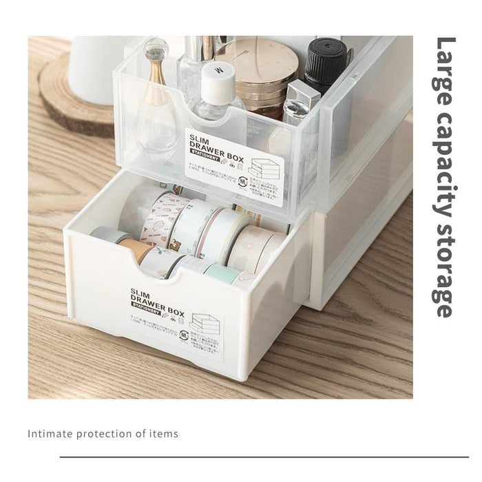 Stackable Mini Storage Box | White & Transparent