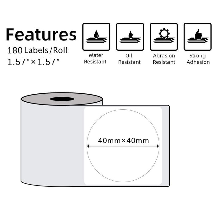 40 X 40mm Transparent Round Label for M110/M120/M200/M220/M221 - 1 Roll