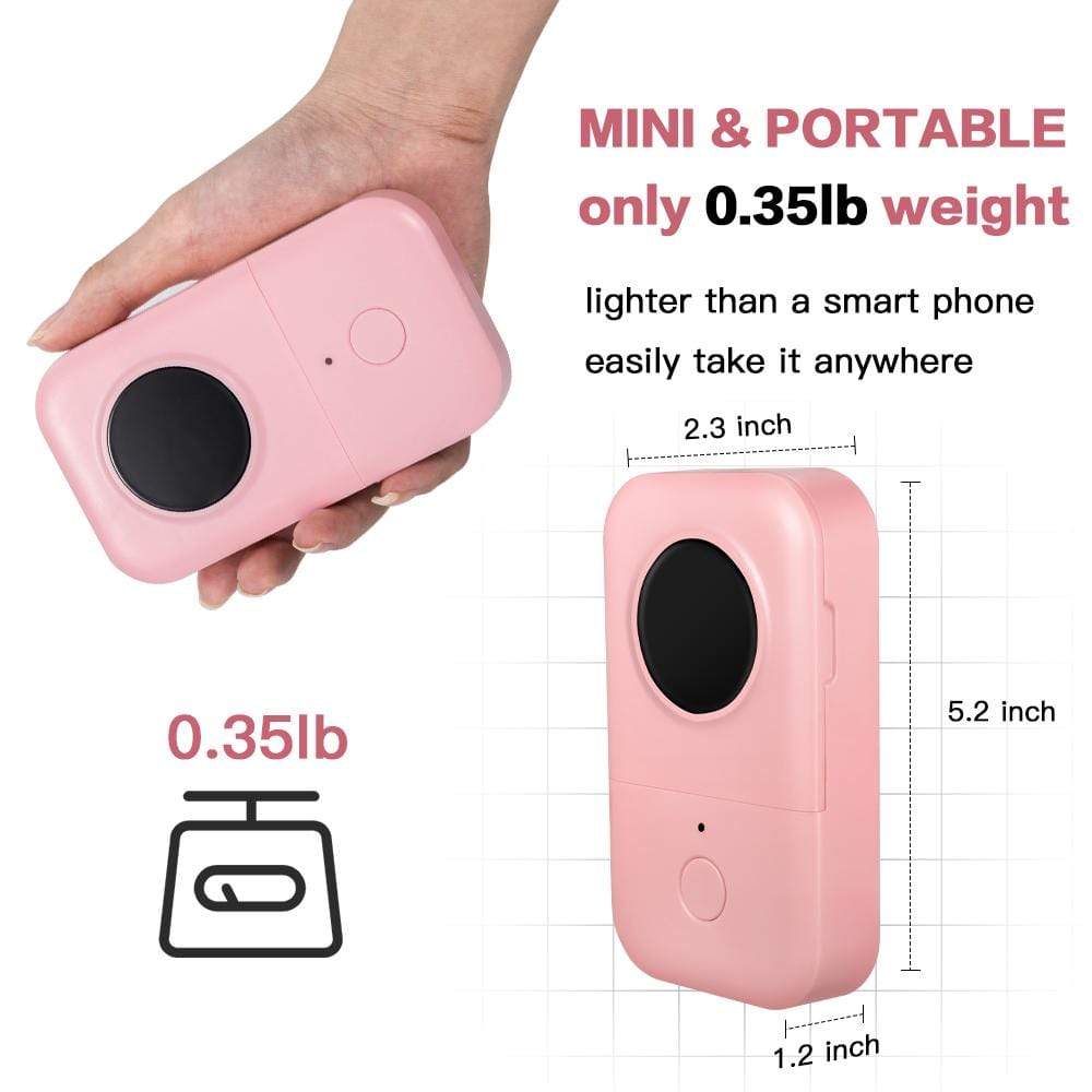 5 Rolls D30 Mini Inkless Label Printer Bundle | Pink - Phomemo