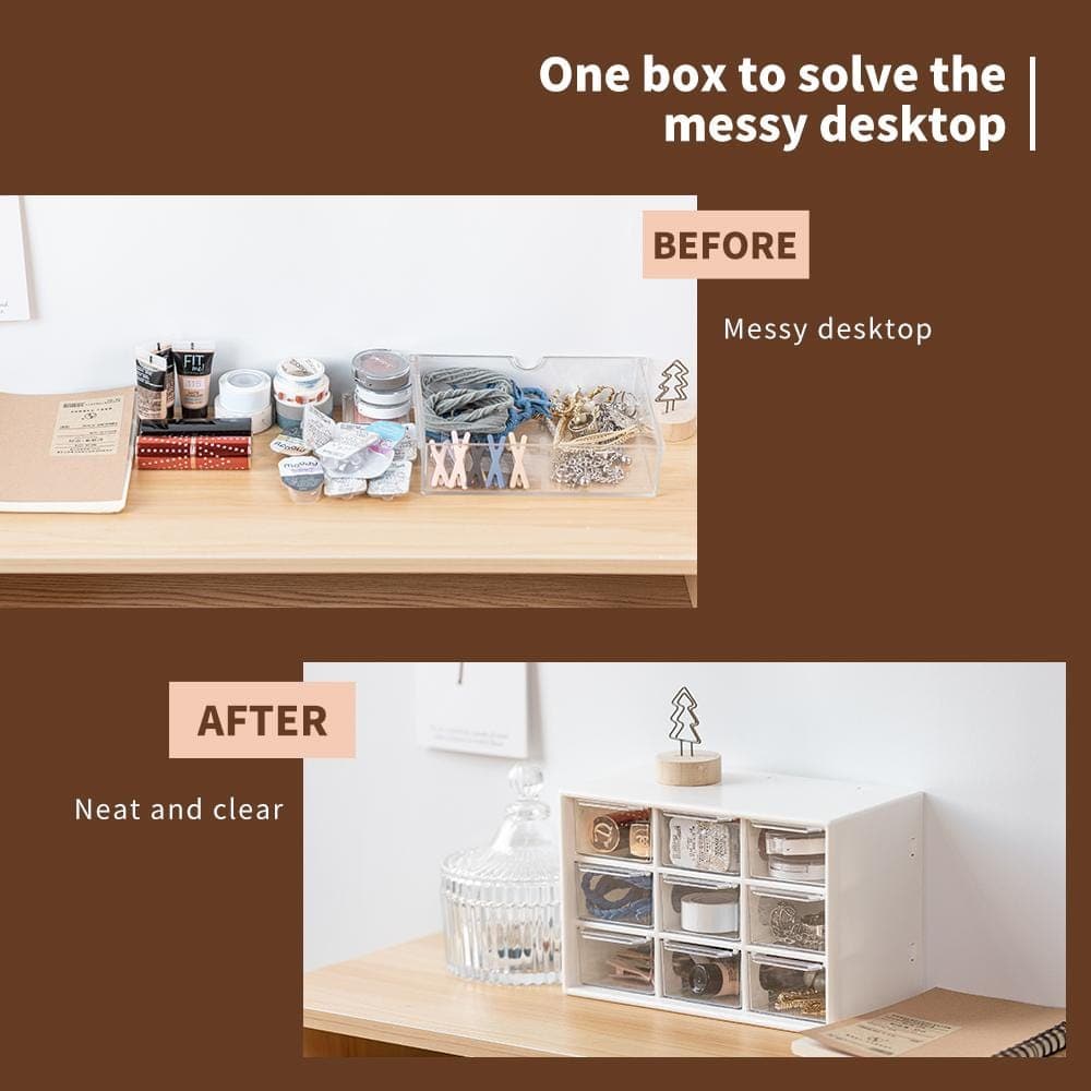 Multi-Drawer Desk Transparent Storage Cabinet Box丨White - Phomemo