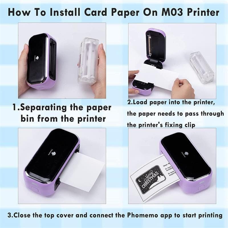 M03 Purple Card Paper Thermal Paper, 80mm*135mm, 100sheets - Phomemo