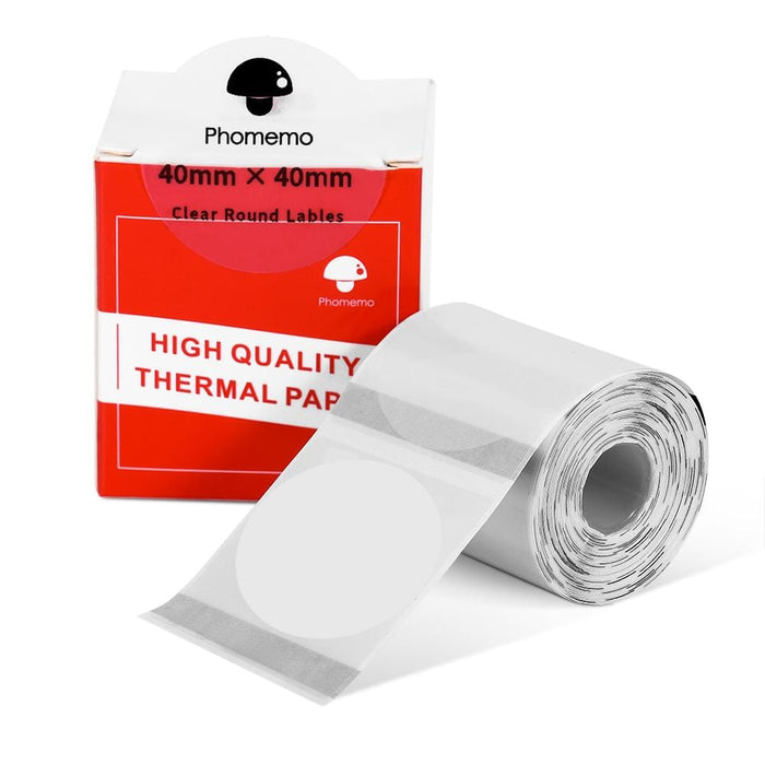 <transcy>Phomemo Transparentes rundes Papier 40x40mm klebriges Thermoetiketten-Druckerpapier für M200</transcy>