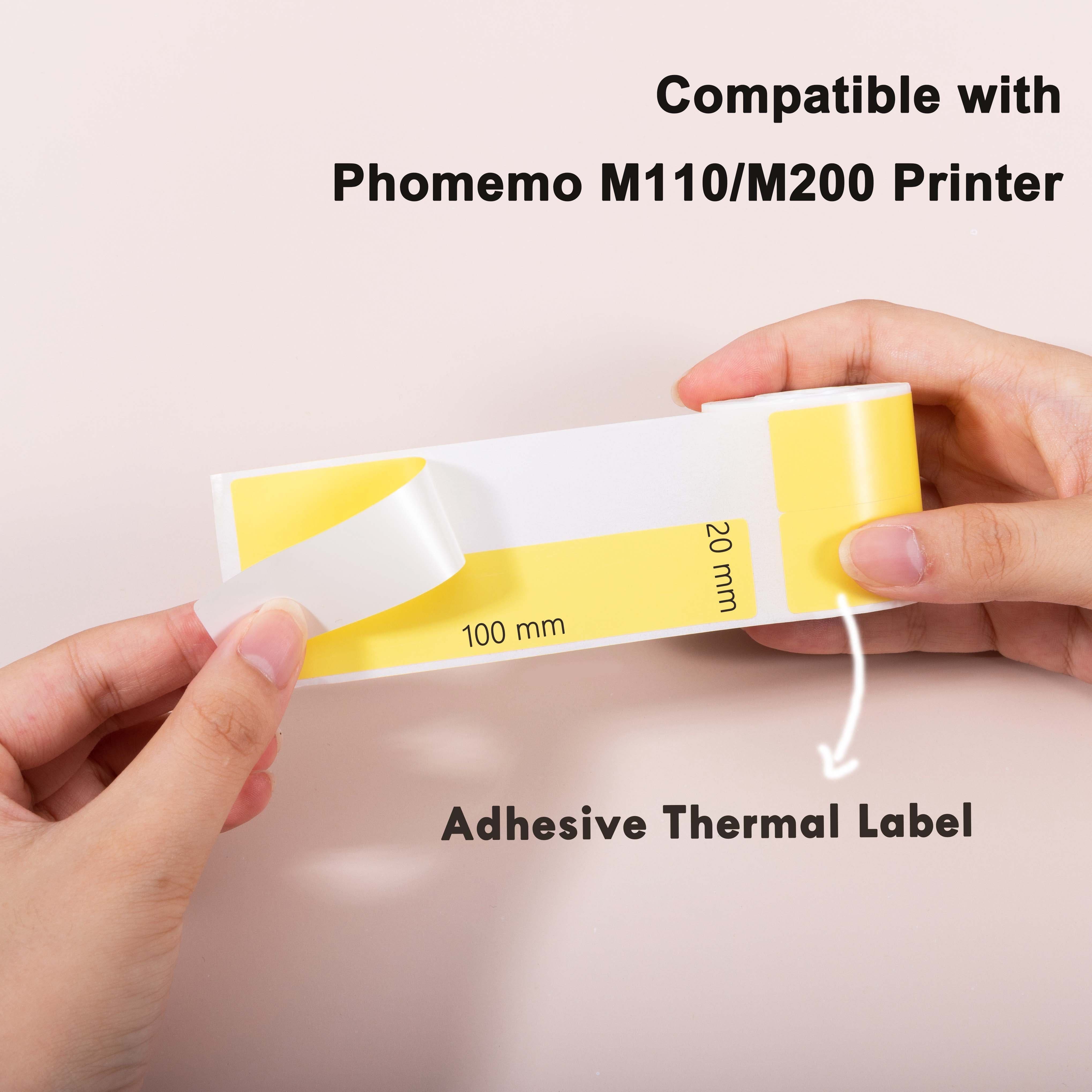 20 X 100mm Square Folder Yellow For M110/M120/M200/M220/M221 - 1 Roll - Phomemo