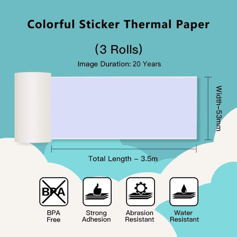 53mm Colorful Sticker 20-Year Long-Lasting Thermal Paper for M02