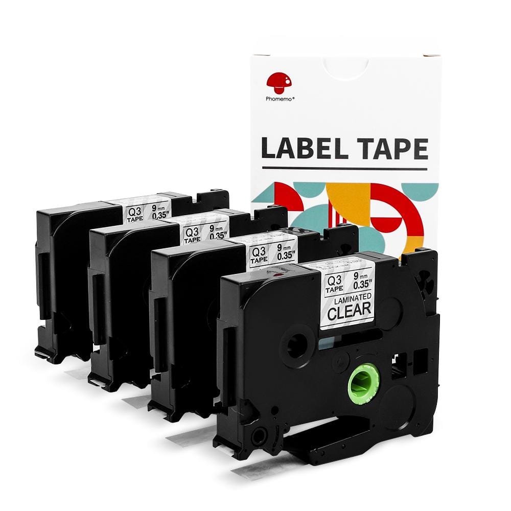 9mm Black on Clear Standard Laminated Tape for P3100/ E1000 - 4 Packs