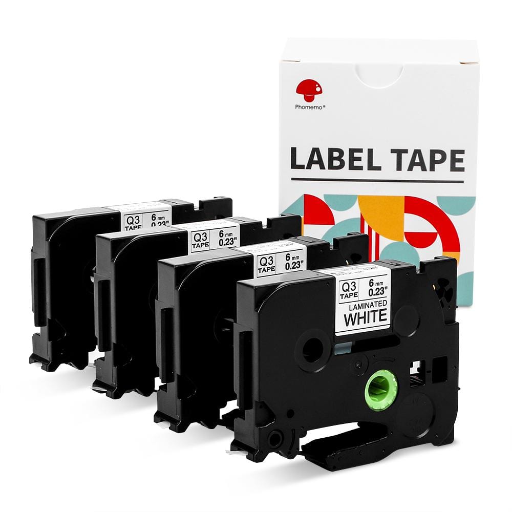 6mm Black on White Standard Laminated for Tape P3100/ E1000 - 4 Packs