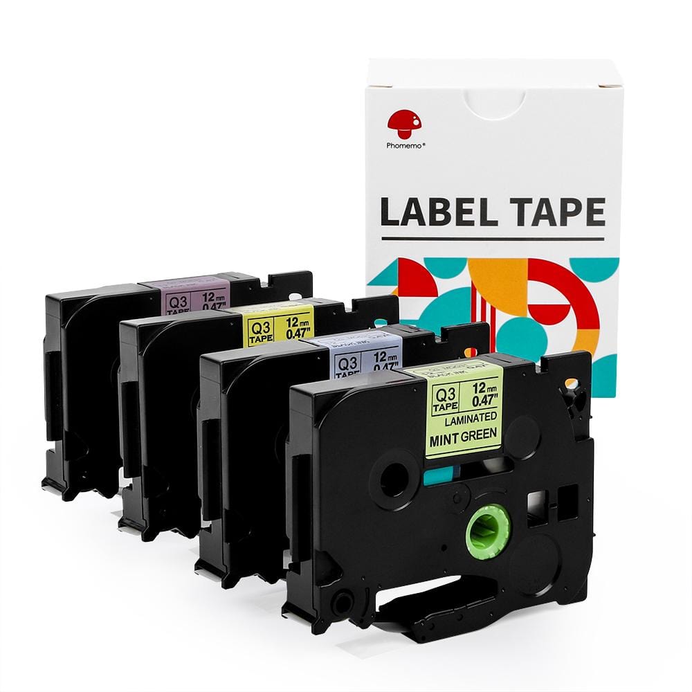 12mm Standard Laminated Matte Tape for P3100/ E1000 - 4 Packs - Phomemo