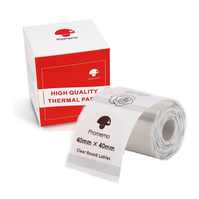 <transcy>Transparentes 40*40mm rundes selbstklebendes Thermoetikett für M200 Etikettendrucker - 180 Etiketten/Rolle</transcy>