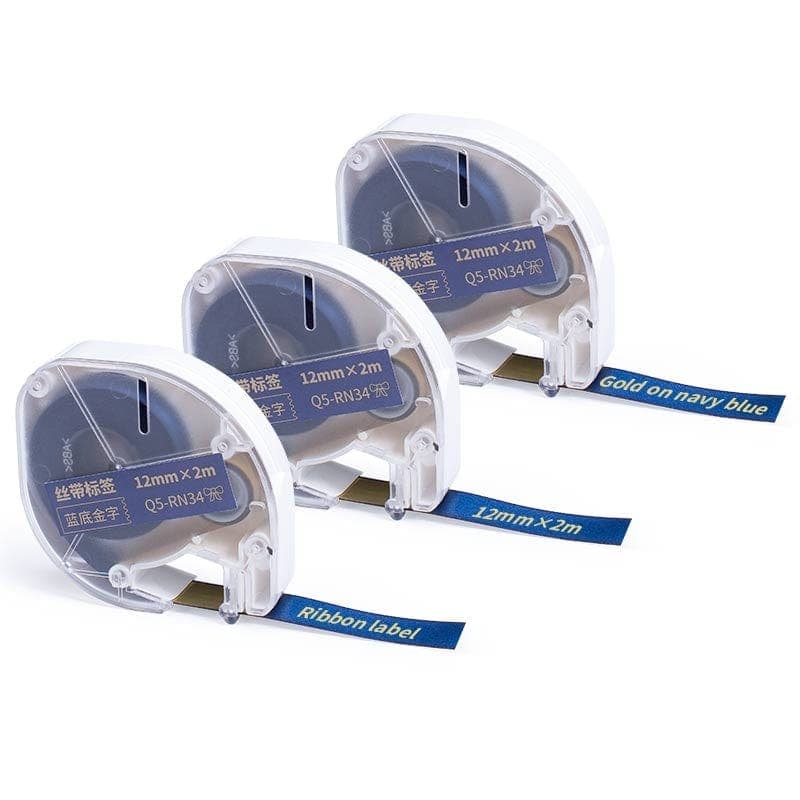 12mm Gold on Dark Blue Silk Ribbon Tapes for P12/ P12PRO - 3 Packs - Phomemo