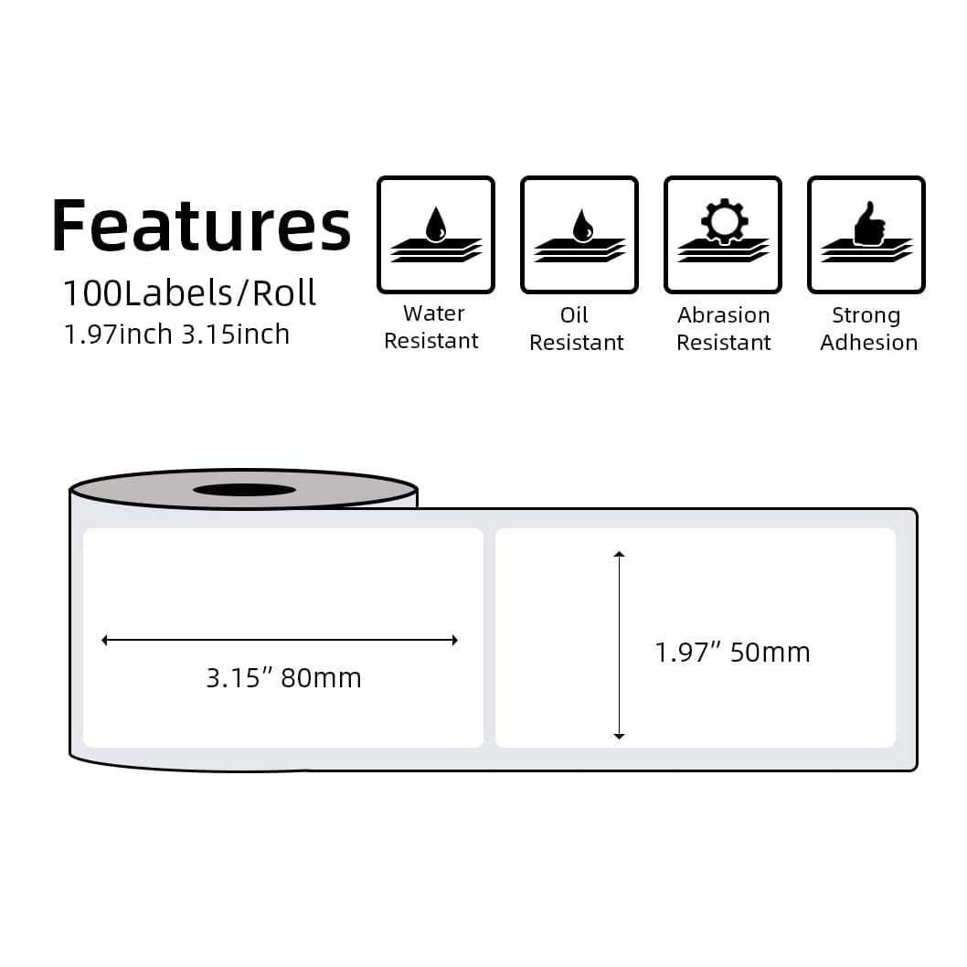 Carta Termica Etichette 50x80mm - 3 Rotoli Compatibili Phomemo M110/M120 Per Codici A Barre - Foto 1
