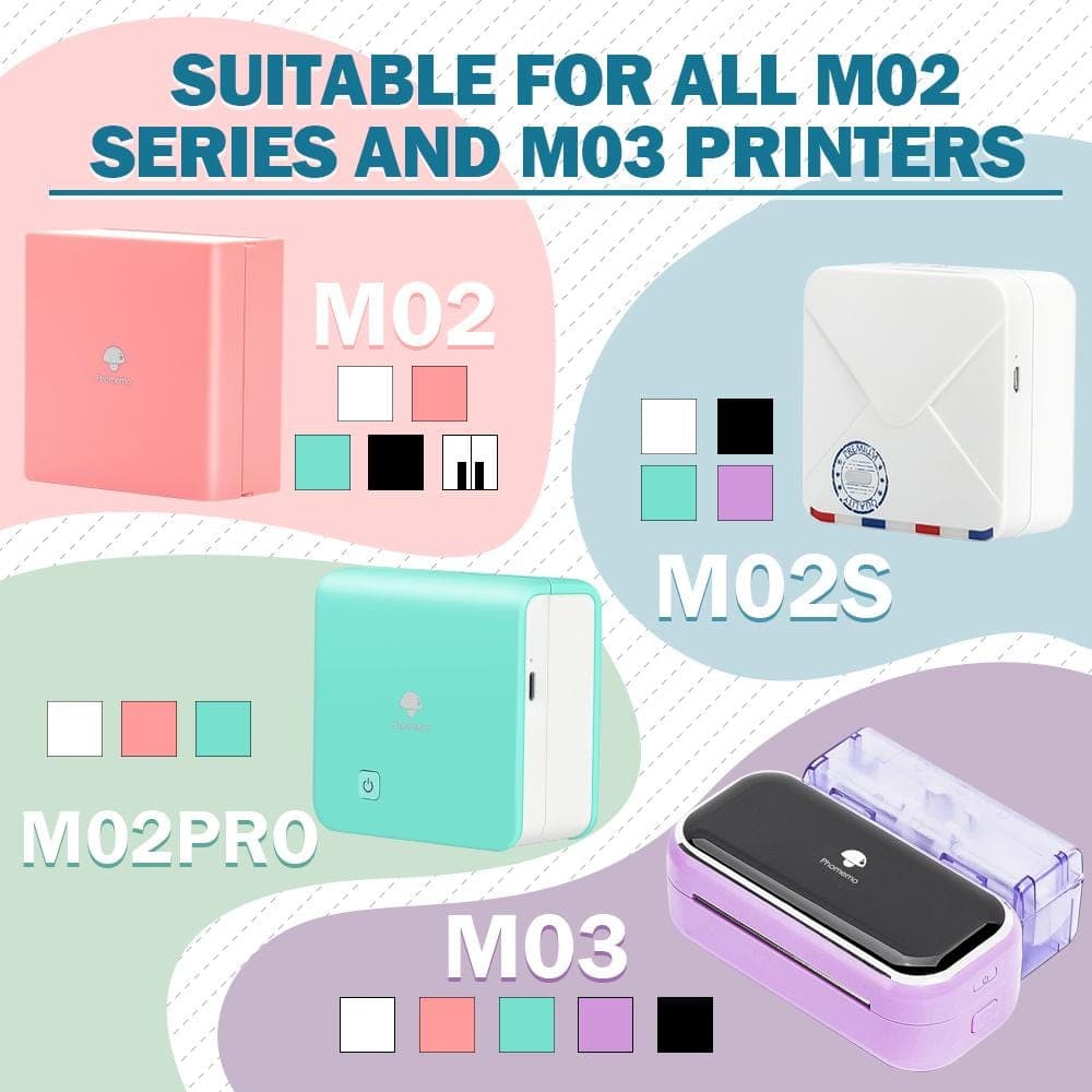 Phomemo 53mm Yellow/Pink/Blue Non - Adhesive 5 - Year - Lasting Thermal Paper for M02/M02S/M02Pro/M03/M04S/M04AS/M832/P2S丨3 Rolls - Phomemo
